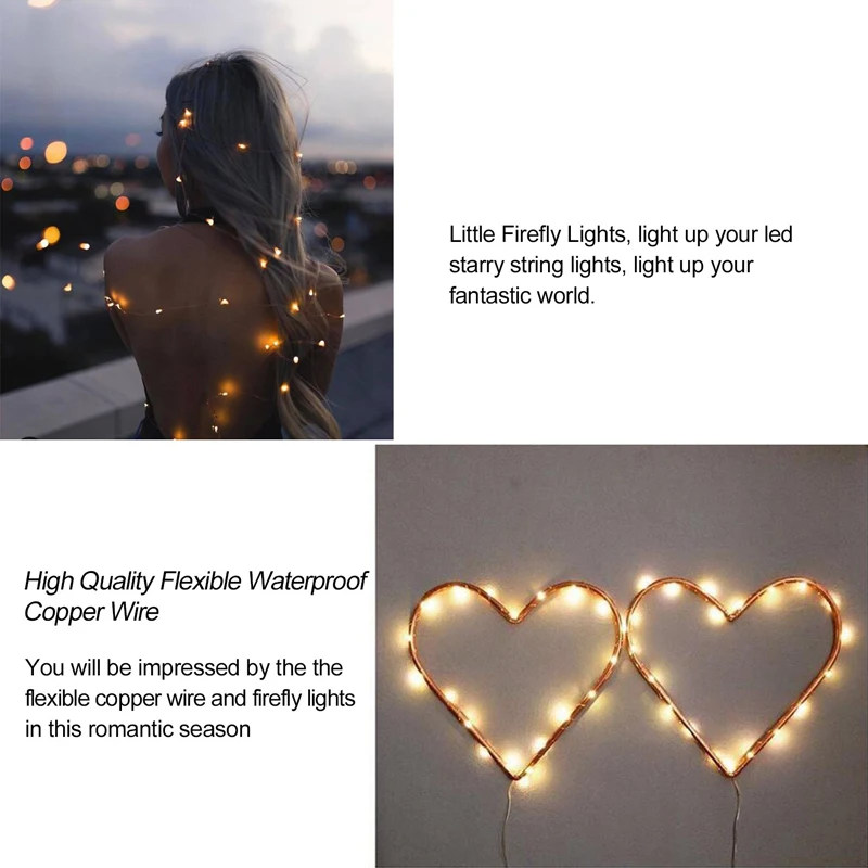 10 pçs/lote 1m/2m/3m/5m fio de cobre led string luzes de fadas guirlanda luz para festa de casamento de natal diy bolo decoração do feriado