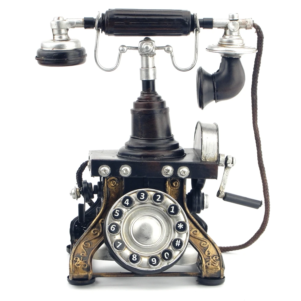 Vintage Iron Aircraft Model Retro iron telephone model handicraft antique decoration home decoration gifts