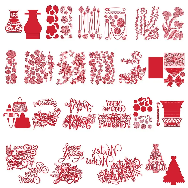 

Winter Wishes Flowers Seasons Greetings Cutting Dies Scrapbooking For DIY Card Album Making Crafts Stencil New Dies 2021