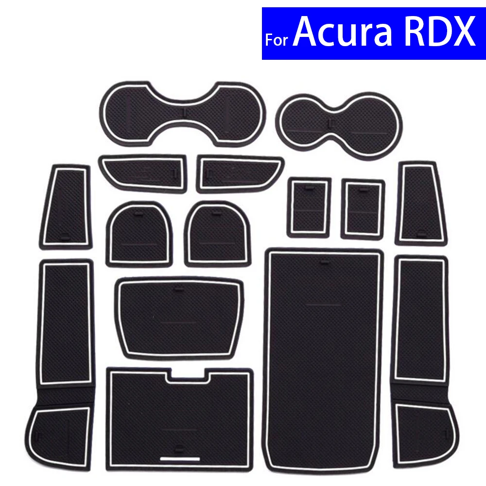 15 Pcs Non-slip Car Door Gate Slot Mats Carpets Position Cup Holder Pads For Acura RDX 2013~2016 Door Groove Mat 