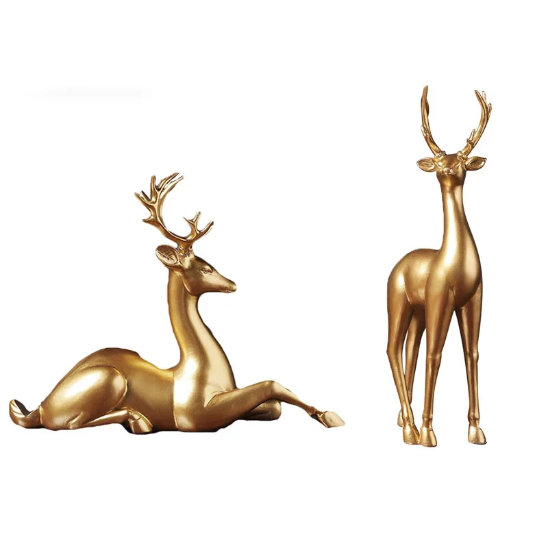 

Figurines For Interior Decoration Desk Accessories Statue Figurines Miniature Sika Elk Wine Rack Golden family expenses modern