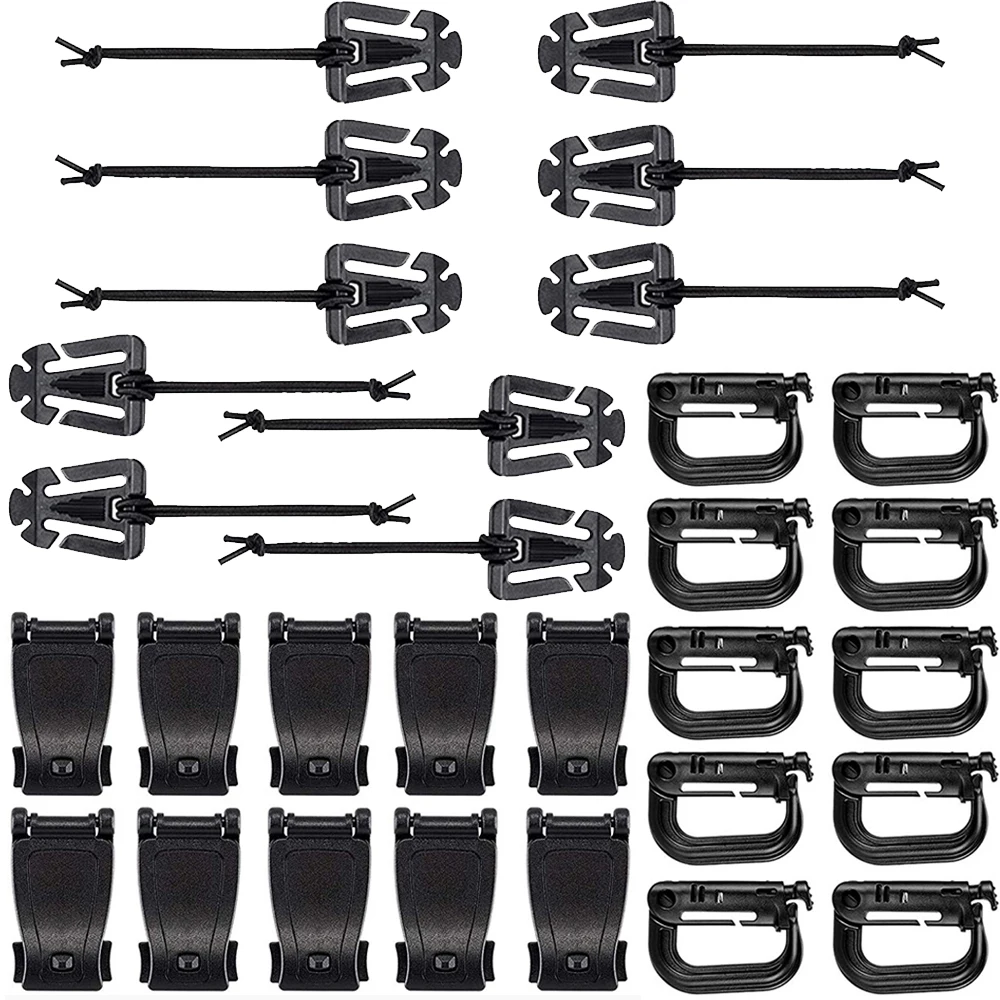 

Комплект принадлежностей для рюкзака и жилета MOLLE, 30 шт., D-образное кольцо, мягкая Пряжка для сумки, ремень, набор тактических принадлежностей для улицы