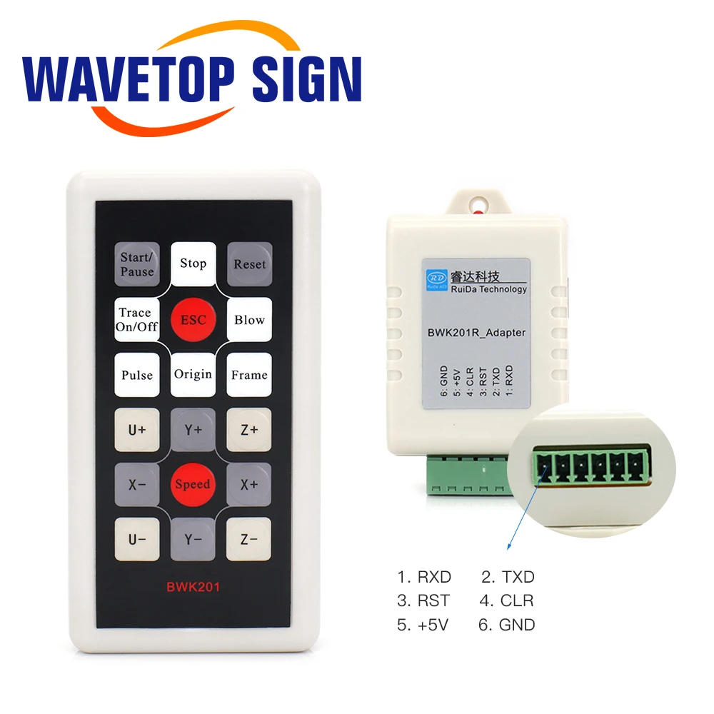 مقبض تشغيل لاسلكي WaveTopSign Ruida BWK201R لوحدة تحكم ليزر Co2 RDC6442G RDC6442S