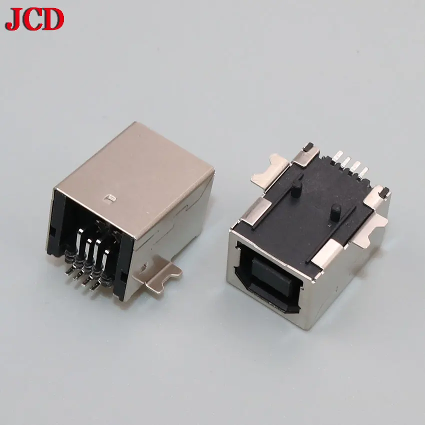 1pcs USB 2.0 Connector Socket Jack Female Type B 90/180 Degree Connector Soldering PCB Connector D Printer Interface White/Black