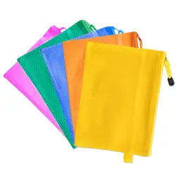 Paper Files Bag A5 Size Waterproof Zippered Mesh Office Document Cash Stationery Storage Folder Bags Organizer For School Office