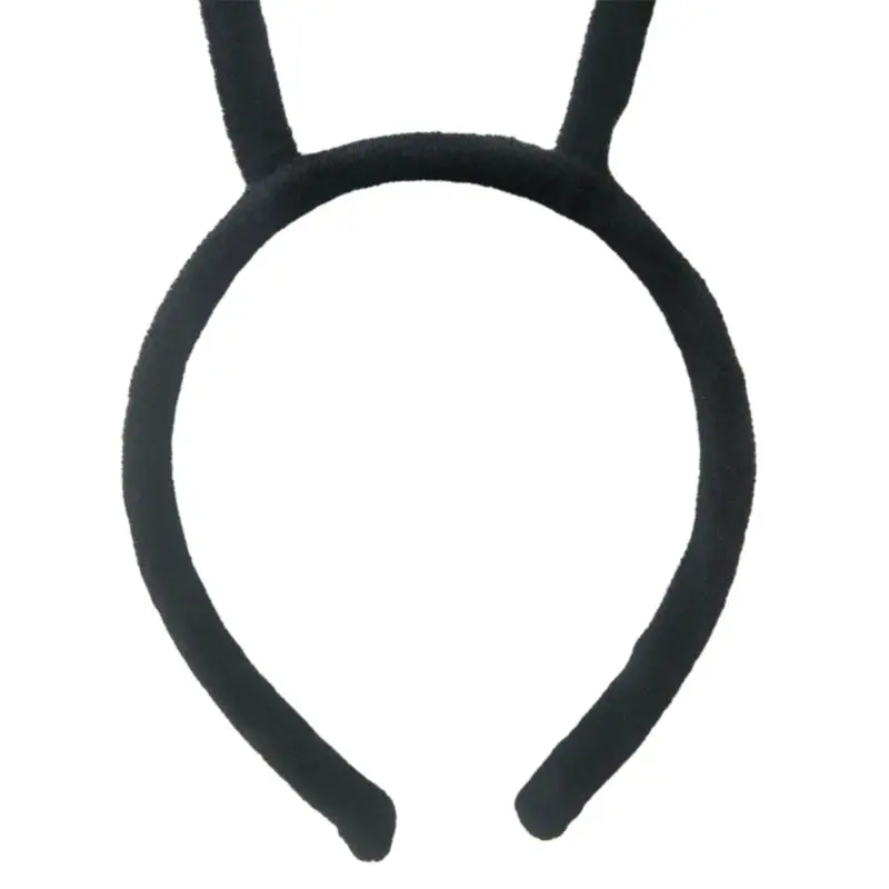 Adult Kids Long Ant Antenna Headband Insect Bug Black Velvet Hair Hoop Halloween