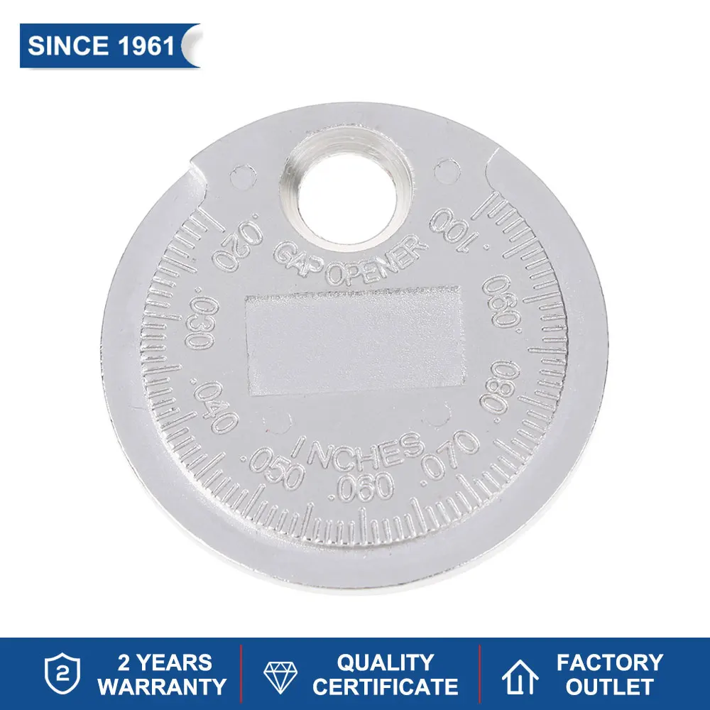 Measurement Coin-Type 0.6-2.4mm Range Spark Plug Gage Candles SparkPlug Gap Gauge Tool Stainless Key Ring Keychain Sizes Match