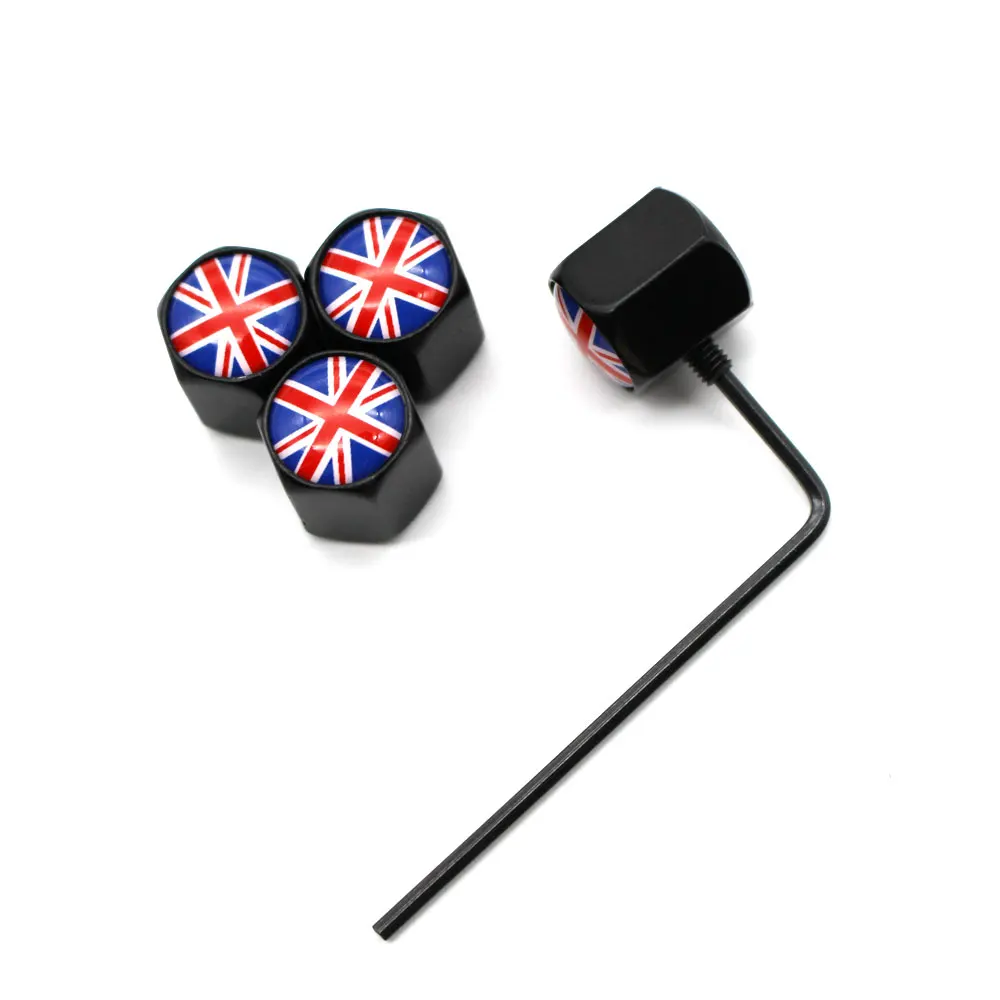 DSYCAR 5 Pcs/Set Car Styling Zinc Alloy Anti-theft England Flag Car Tire Valve Caps Wheel Tires Tire Stem Air Cap Airtight Cover