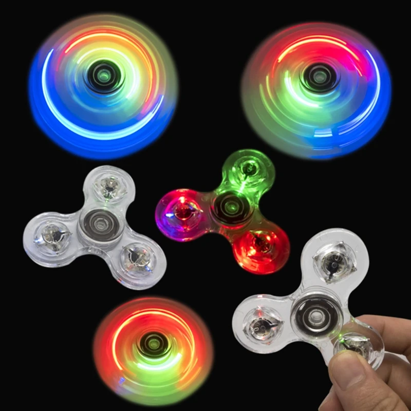 Transparente luz led fidget spinner mão superior spinner edc dedo alívio do estresse brinquedos crianças brinquedo adulto