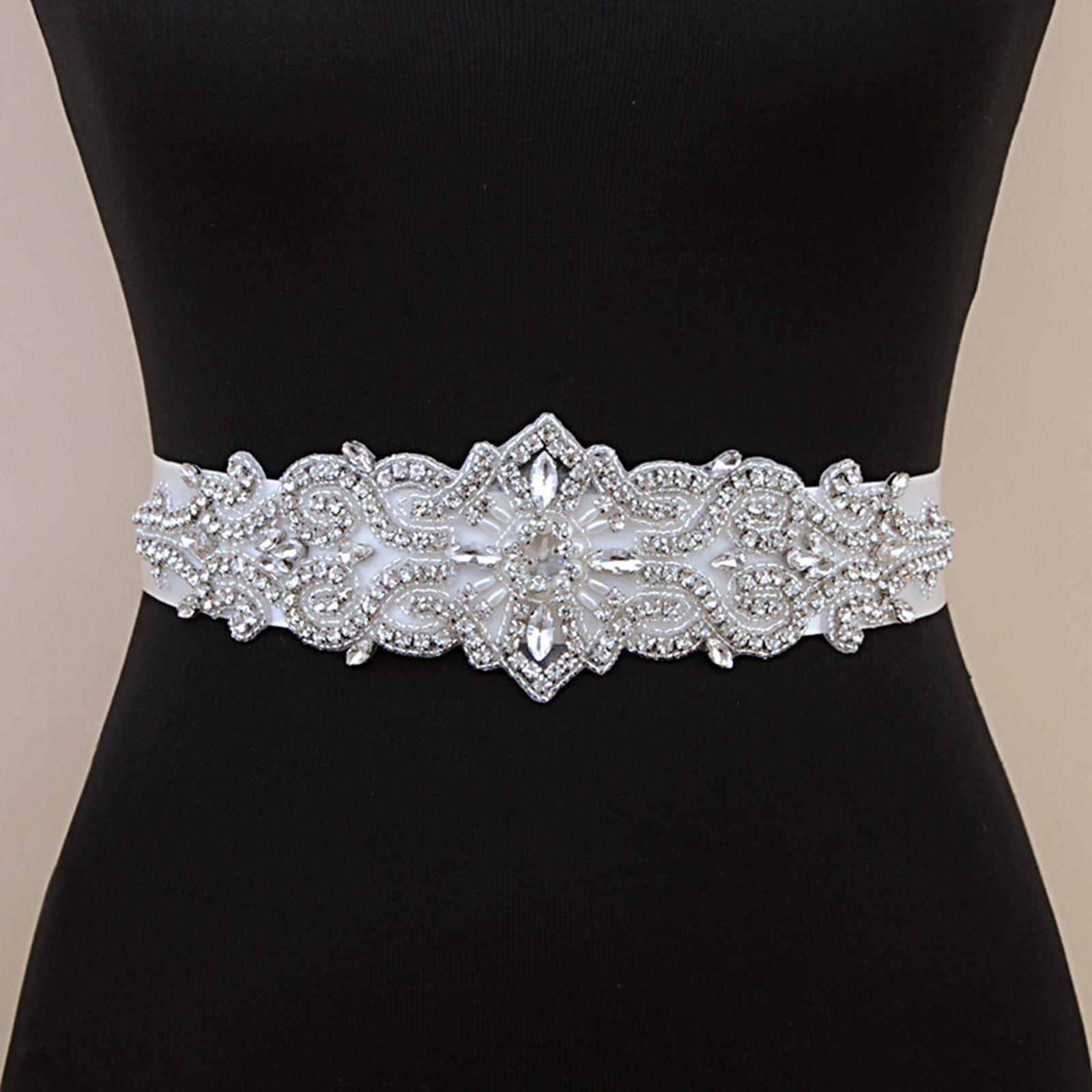 Sparkly Silver Wedding Dress Belts Bridal Sashes Rhinestone Belt for Wedding Bridal Waistband Bride Sash Jewelry Belt for Women