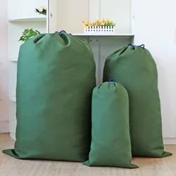 Bolsas de equipaje para mudanzas, lona grande, alta resistencia, bolsas de lavandería, verde, blanco, gruesas, transpirables, a prueba de polvo, bolsa de almacenamiento con cordón