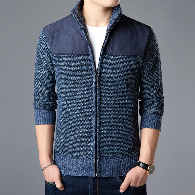 2020 nowa marka modowa sweter dla mężczyzn cardigan Zipper Slim Fit swetry Knitred gruby jesień koreański styl Casual Men Clothes