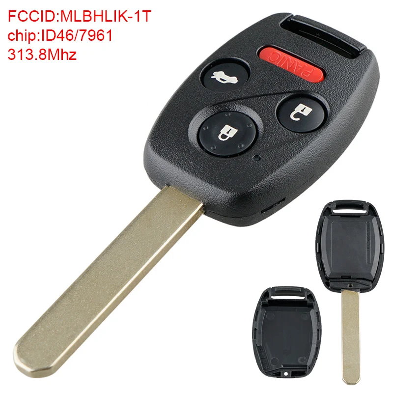 

313.8MHz 3+1 Buttons Keyless Entry Key Car Remote Fob ID46 7961 Chip MLBHLIK-1T Fit for 2008 2009 2010 2011 2012 Honda Accord