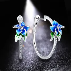 HUAMI-pendientes de tuerca de Hada de las flores para mujer, joyería de circonita para fiesta de aniversario, regalo de Navidad, pendiente de moda para boda