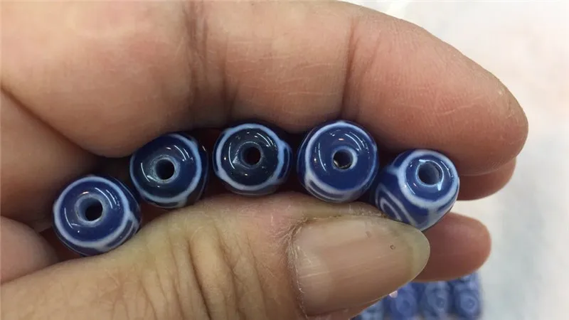 1pcs 1lot Blue Color Natural Agate Stone 12*25mm Dragon Eyes Patterns Amulet Tibetan Dzi Beads for Bracelet DIY Jewelry