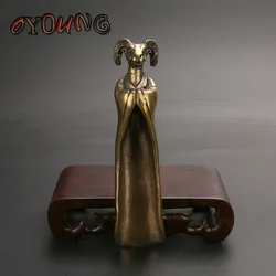 골동품 황동 염소 머리 차 스쿱 창의력 구리 삽 커피 홍차 스푼 파우더 티스푼, 다도 아이스크림