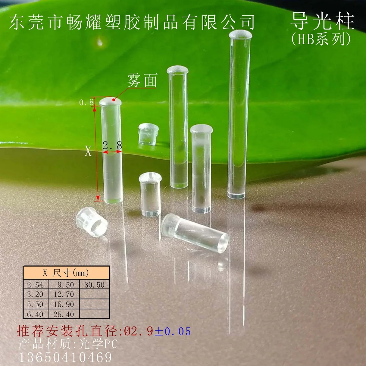 2.8 Diameter Transparent Light Conducting Column Led Patch Guide Column Cylindrical Light Source Column PC Indicator Light High