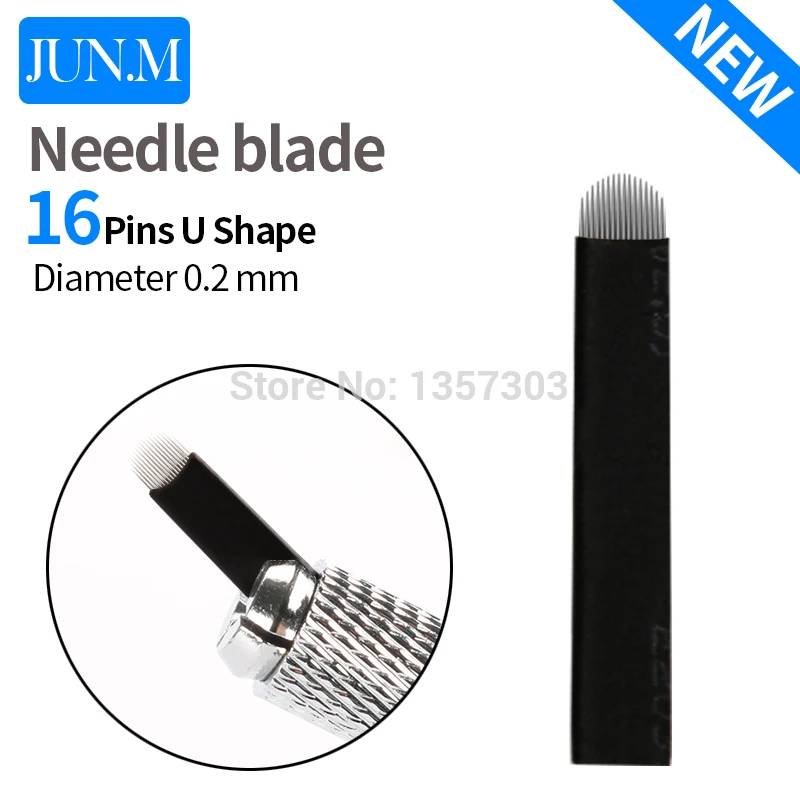 50 Pcs 16 Pin Needle U Shape Eyebrow Tattoo Superior Microblading Blades For Permanent Makeup Manual Pen 3D Eyebrow Embroidery