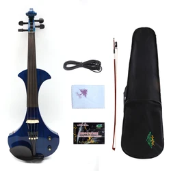 blue 4/4 Electric violin Passive Pickup White Violin Professional Sound Free Case Bow