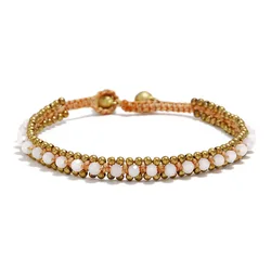 2021 New Fashion Wax Rope Braided Anklet Women's Crystal Temperament Simple Literary Fresh Foot Jewelry Beach Yoga Anklet