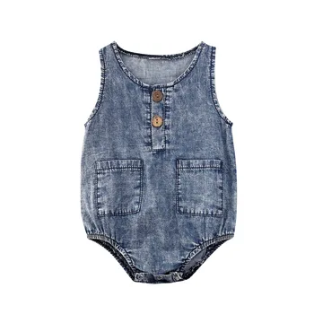 Baby Denim Sleeveless Romper 1