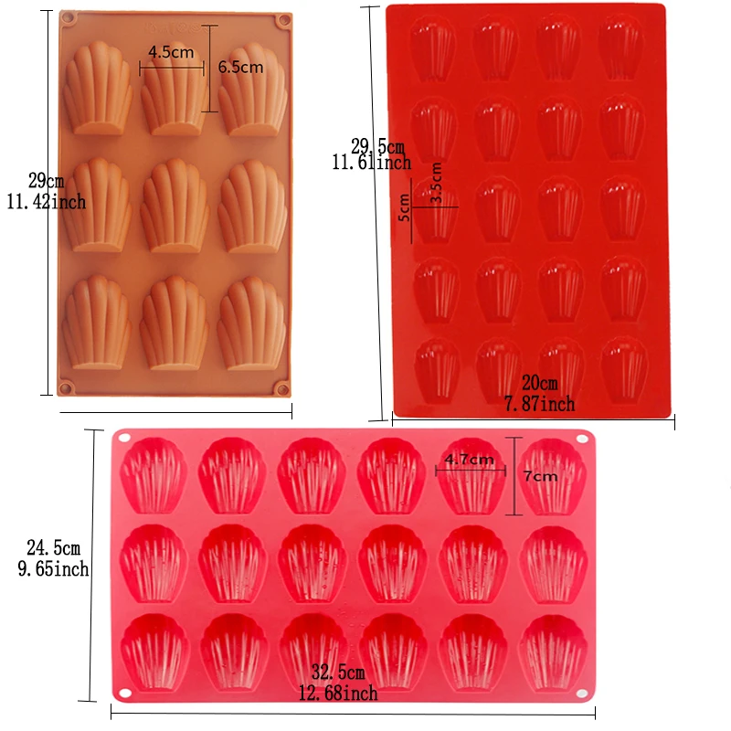 1pc 9/18/20 Mini Even Food Grade Madeleine Silicone Cake Mould Cookie Mold Magic DIY Shell Baking Pan Mould Kitchen Accessories