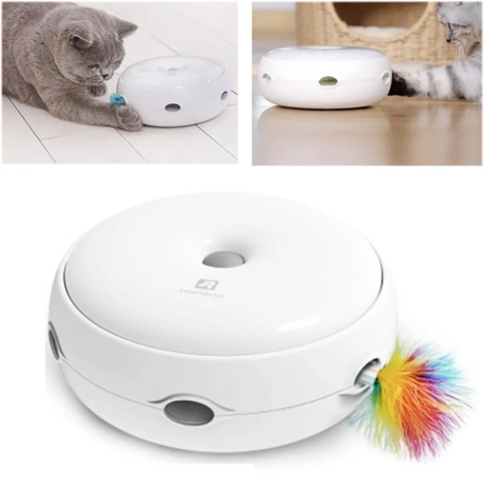 

Smart Electric Cat Toy Interactive Turntable Funny Game Toy For Kitten Cat Play Moving Toy With Feather Cat Teaser Accessory