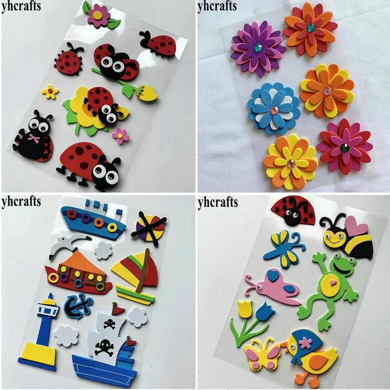 1Bag/Lot,3D foam stickers animal car Flower Mermaid Princess Dinosaur Ocean 3D foam stickers Kids craft diy toys Creative crafts