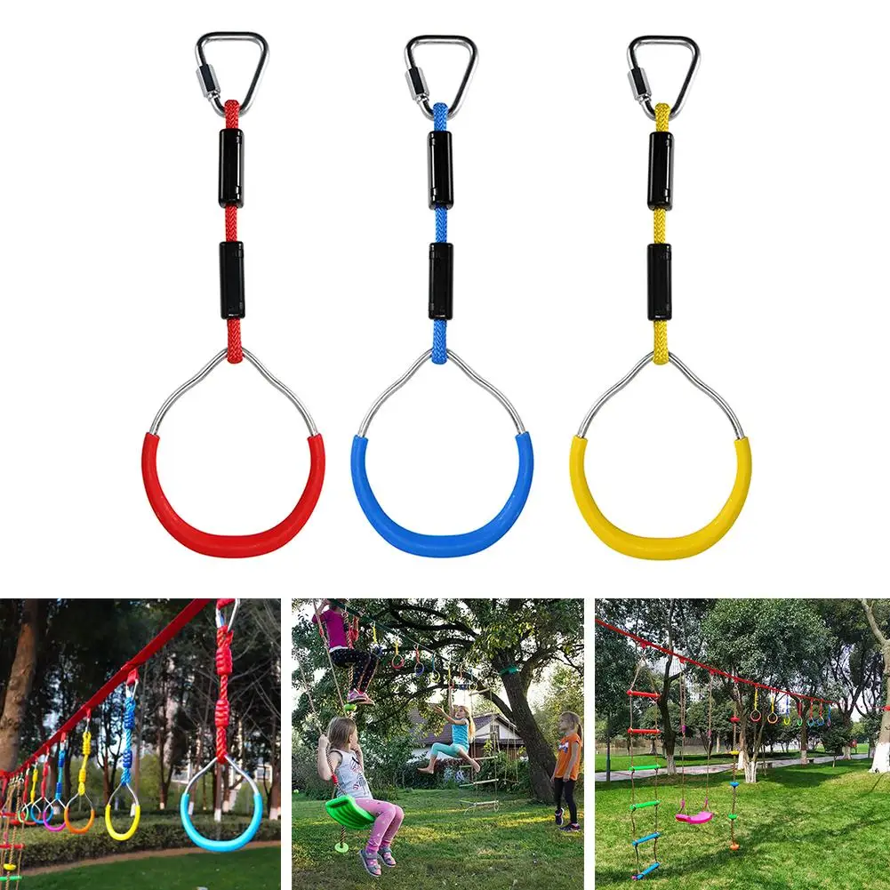 

3PCS Swing Bar Rings Children Outdoor Gymnastic Ring Ninja Obstacle Course Kit Climbing Wall Accessories Kids Physical Training