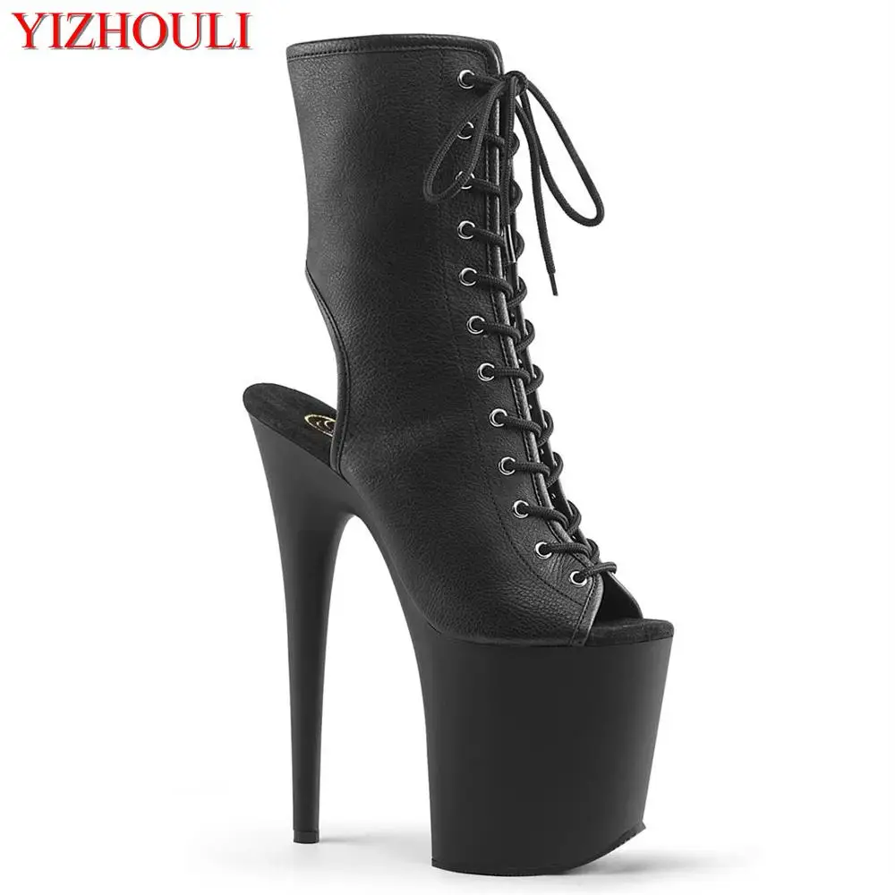 

8 inches, sexy ankle boots, matte black vamp models use 20 cm stiletto heels for parties, nightclub pole dancing, dancing shoes