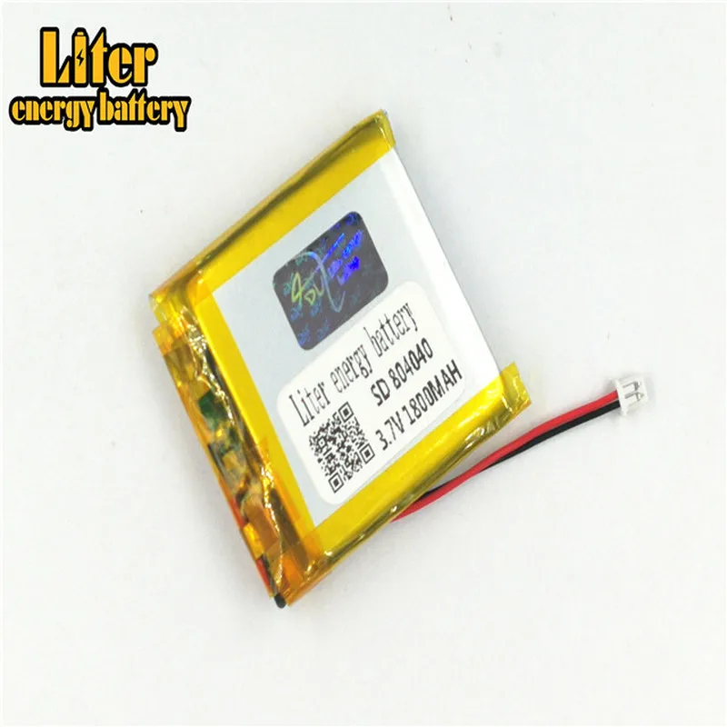 1.25MM 2pin connector 3.7V 804040 1800mah Rechargeable Li-ion Polymer Lithium Battery e-books GPS PDA Li-Po Li-polymer Battery