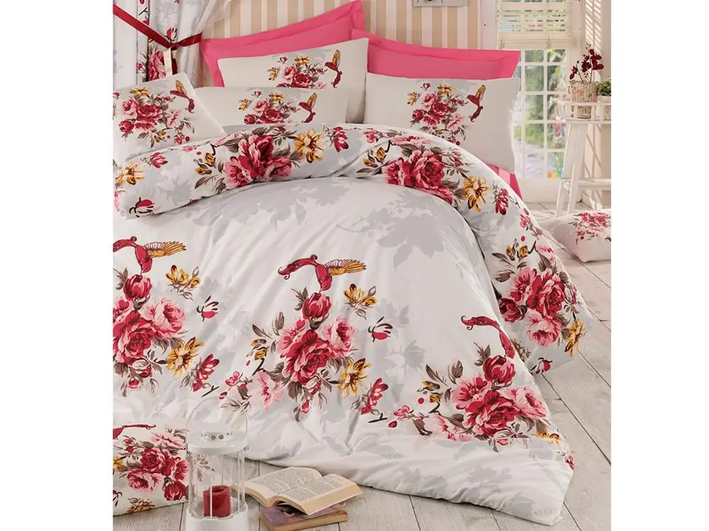 Bird 100 Cotton Double Duvet cover set Pink