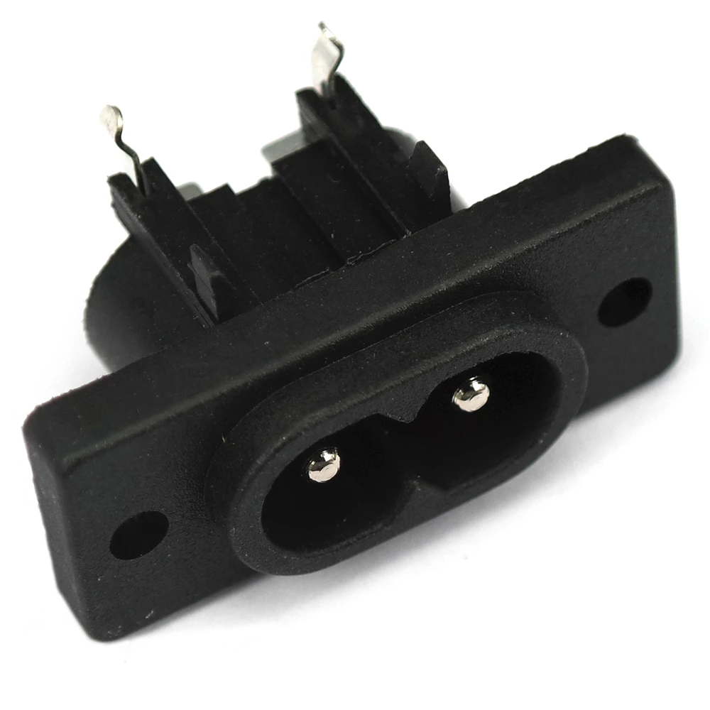 5szt C8 męskie gniazdo zasilania 2 gniazda zasilania wbudowane złącze elektryczne złącze 35mm * 15mm AC 2.5A 5A 250v dobra jakość czarny — zdjęcie 6
