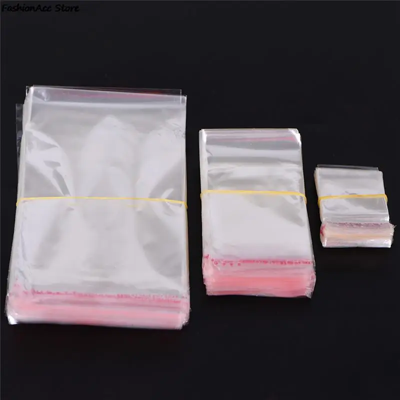 200Pcs/packSelf-adhesive Plastic Resealable Clear Jewelry Pouch Cookie Packaging Bag Bakery Candy Bags  Envelope Cellophane Bag