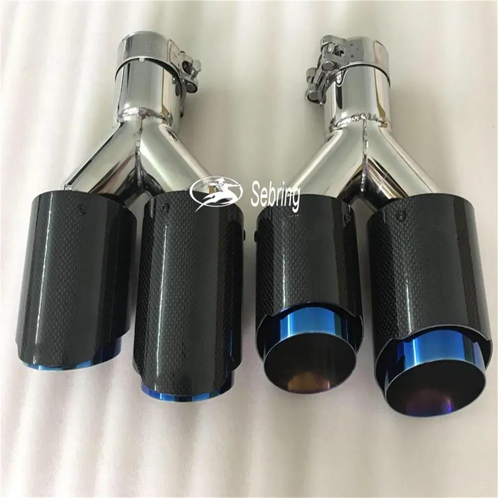 1 PC Car Modification FOR Universal Dual blue Automobile exhaust pipe Muffler tip  for  3 Series