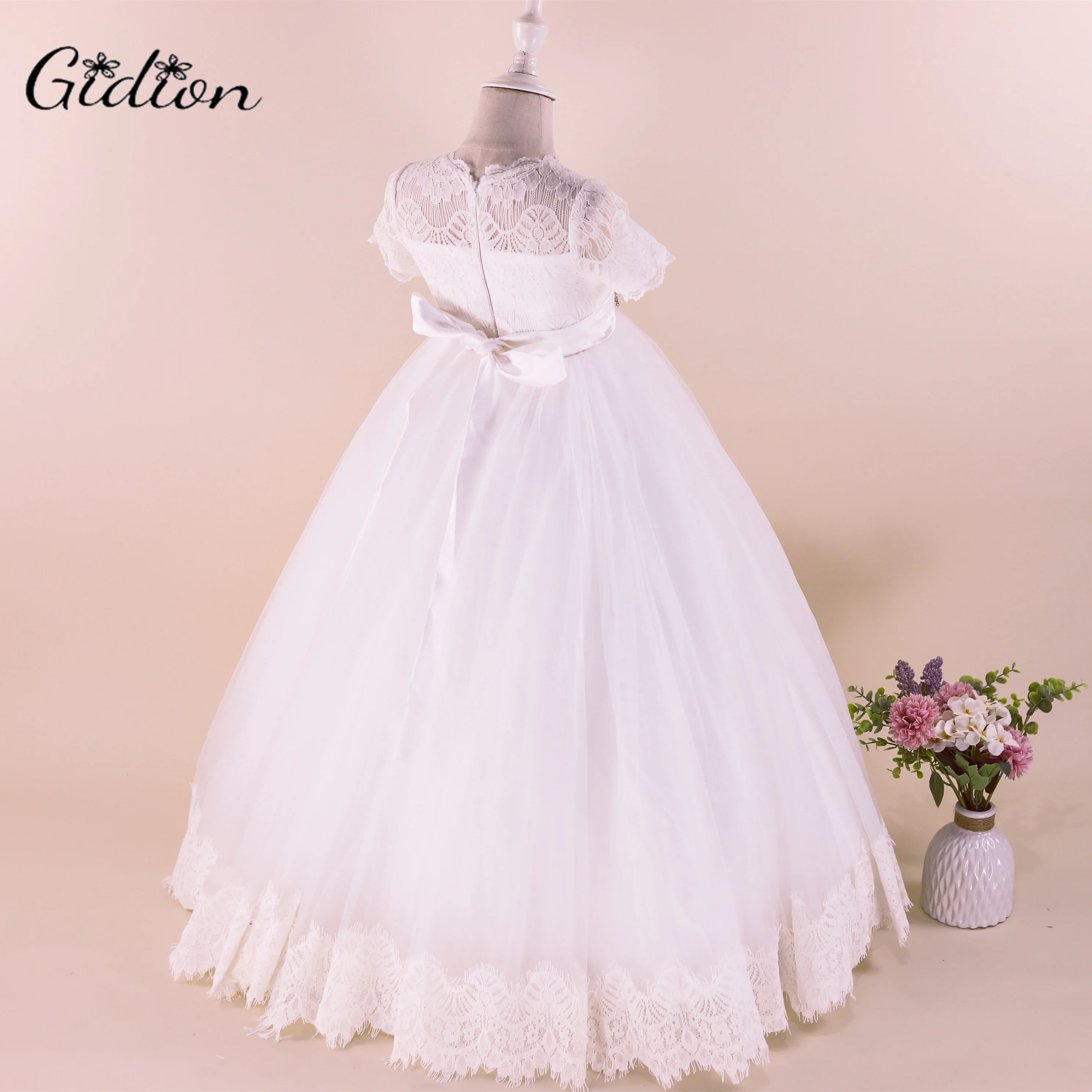 Vestido elegante princesa Flower Girl para crianças, vestido de baile, concurso, cerimônia, banquete, primeira comunhão, aniversário, festa noturna, casamento