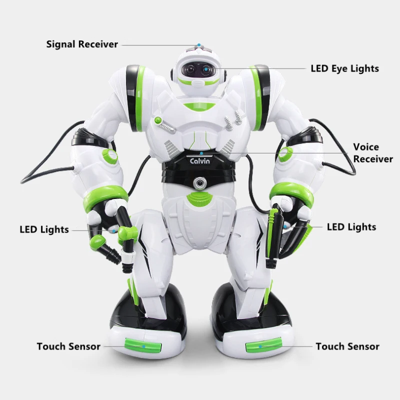 Intelligent Voice Interaction Programming RC Robot Battle Mode Calibration Fetching Sing And Dance With LED Lights Electric Toy