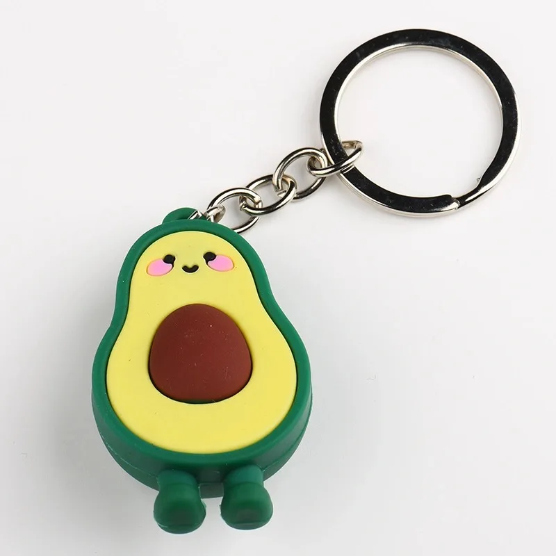 Cute Green Fruit Keychain 3D Soft Resin Smiling Avocado Keychains Couple Women Men Party Car Key Accessories Gift Jewelry