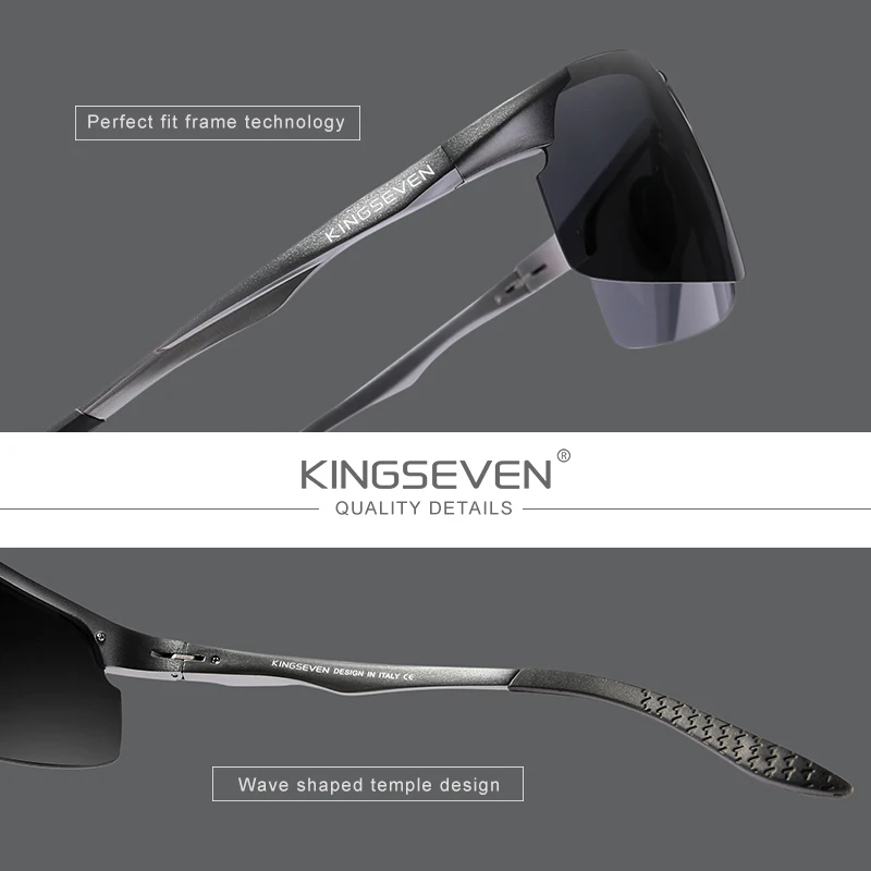 KINGSEVEN Polarized Cycling Men Aluminum Sunglasses Driving Mirror Lens Male Sun Glasses Aviation Women For Men Eyewear 9126