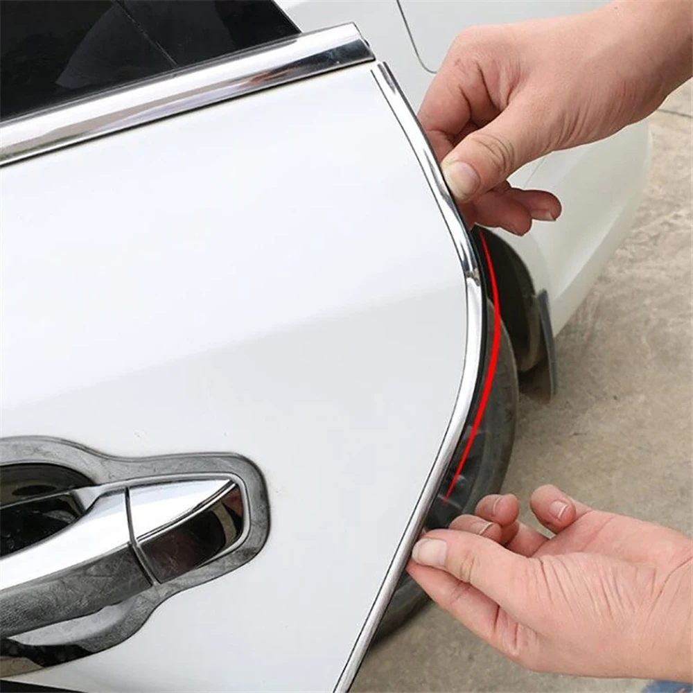 6M Car Door Edge Scratch Protection Strip Bumper Anti-Collision Strip DIY Silver PVC Molding Decorative Strip Auto Accessories