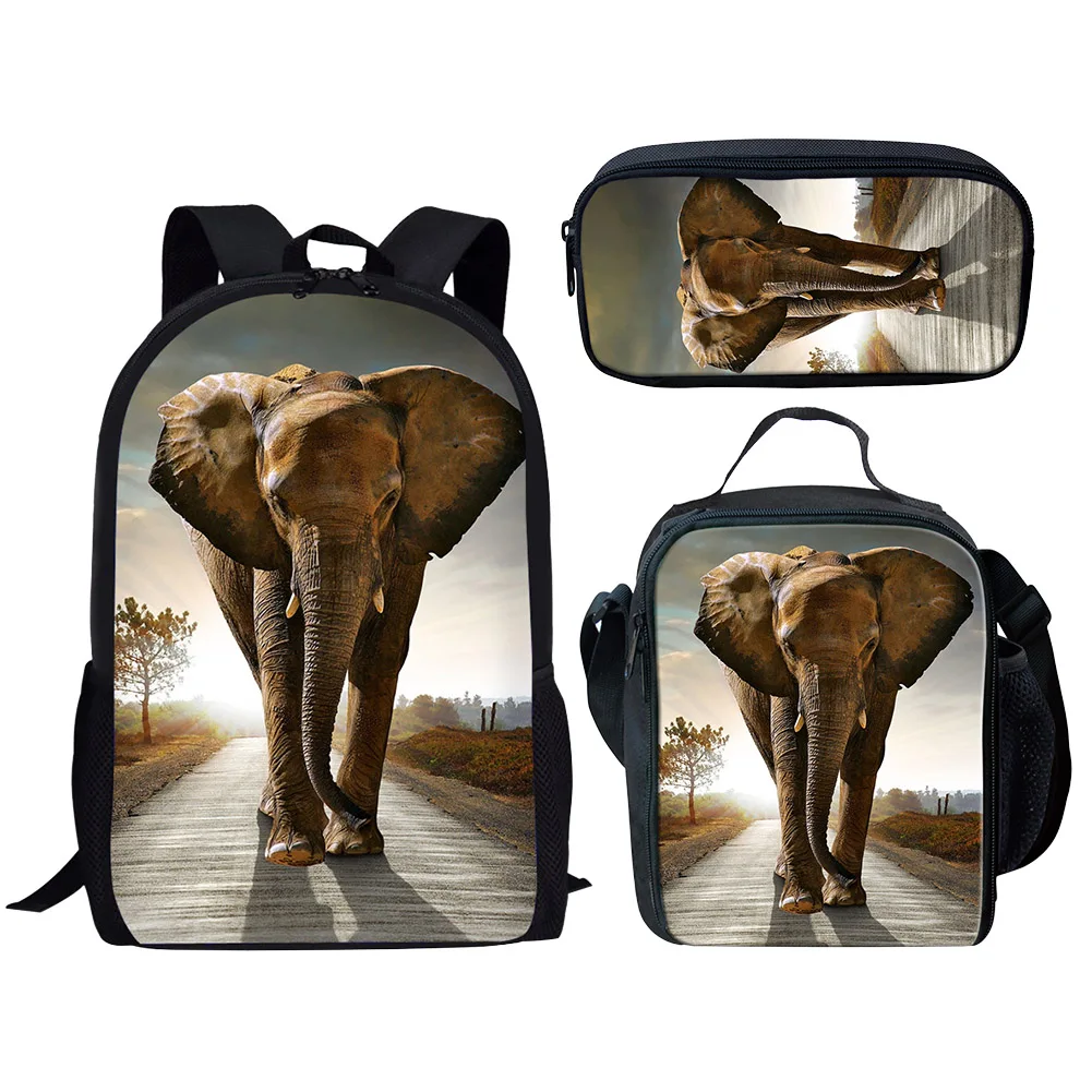 Elephant Children School Backpack for Boys Girls Print Animal Book Bags Kids Primary Bag Kids Backpack Lunch Bag Pencil Case