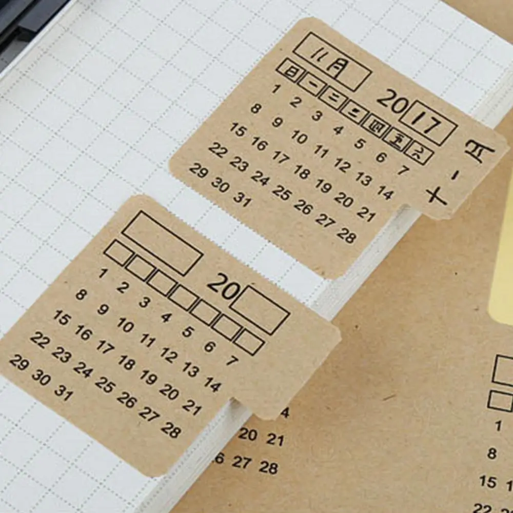 Year Monthly Calendar Index Page Stickers Sticker Kraft Paper Vintage Style Notebook Index Label School Stationary Supplies