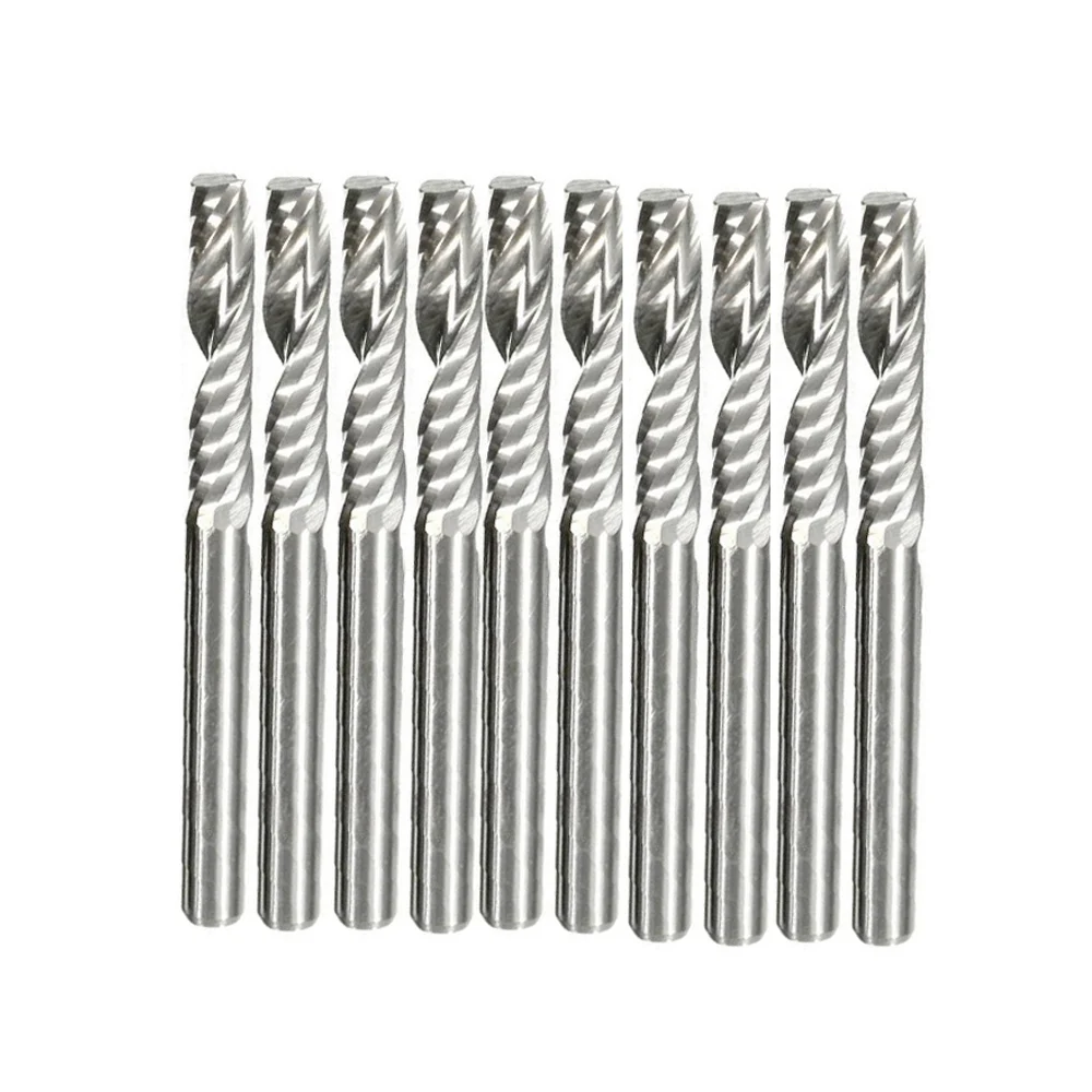 High Quality 10PCS 3.175 X 17mm 4 Flute Spiral Carbide CNC Router Bits Milling Cutter End Mill Cutter Tools