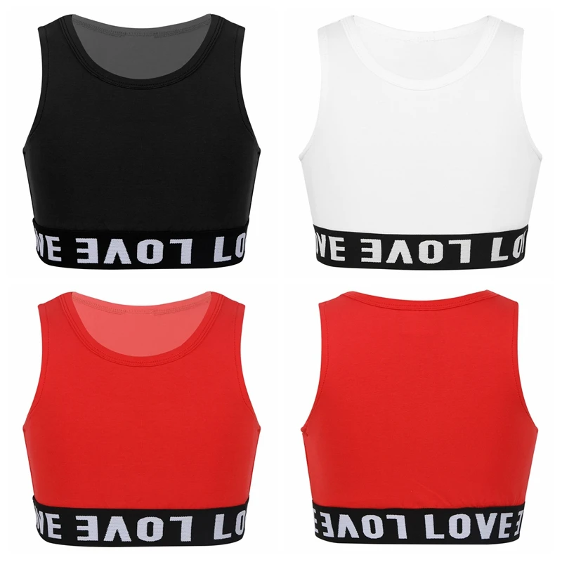 Kids Girls jazz ballet dance crop tops Sleeveless Round Neck Tanks Tops Crop Top for Modern Jazz Street Dance Stage Performance