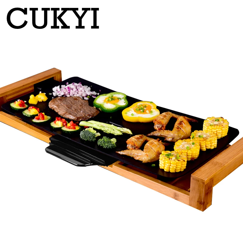 

CUKYI Korean ceramic electric oven barbecue large no fume non stick pan hotplate household indoor grill 2100w Rapid heating