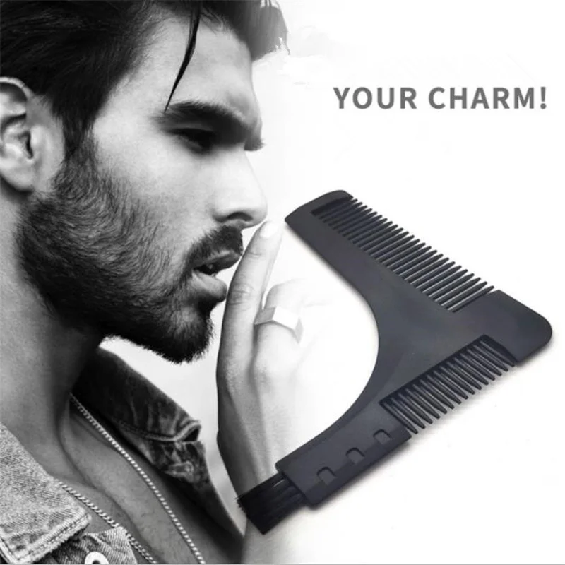 Men Beard Styling Shaping Comb Shaving Tool Stencil Template And Trimming Inbuilt Comb  Beauty Tool for Hair Beard Moustache Com