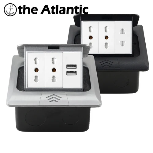 Imagen 1 del producto Enchufe eléctrico para TV, toma de corriente de suelo con USB tipo C, HDMI, RJ45, 16A, Italia, Chile