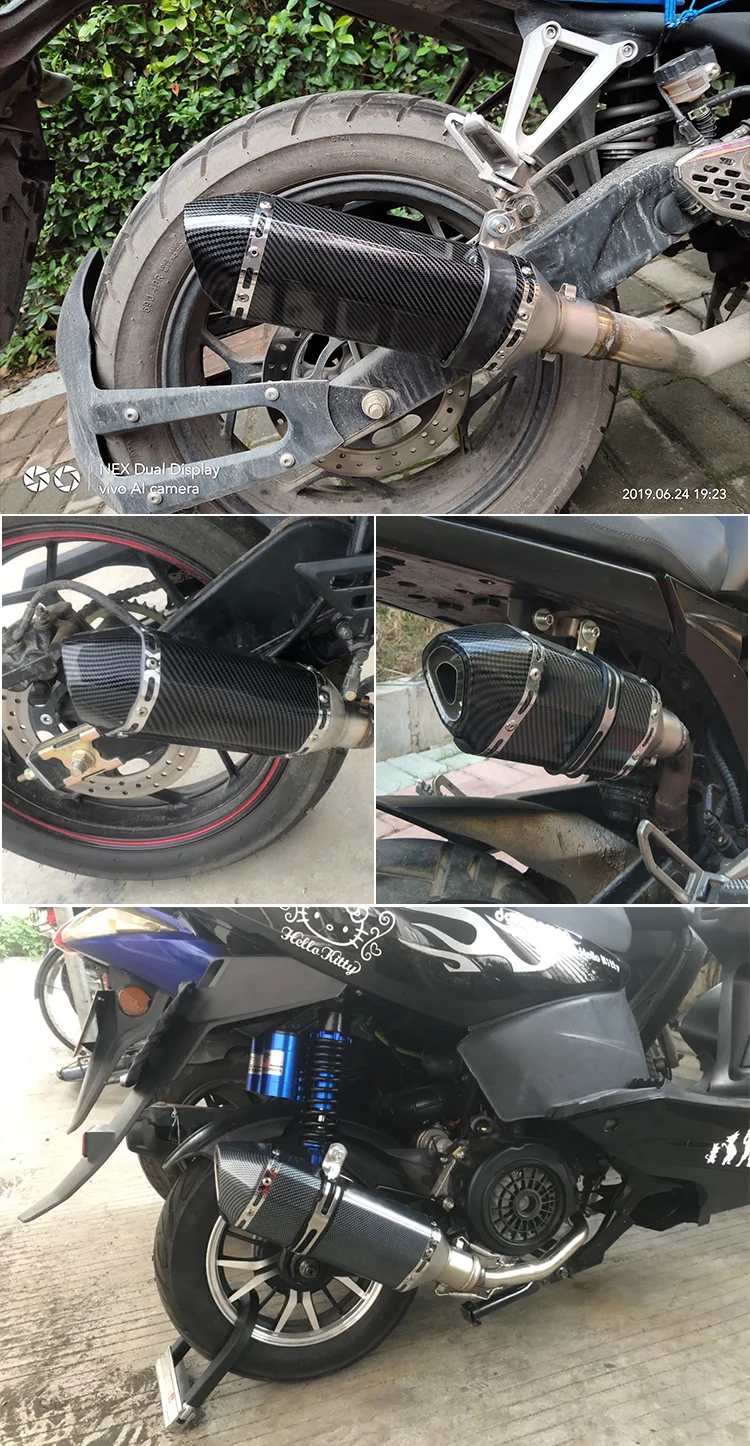 51MM Universal Motorcycle Exhaust Pipe Muffler Racing Escape akrapovic Moto For yamaha r15 crf 230 tmax500 CB400 cb650f exhaust view 3