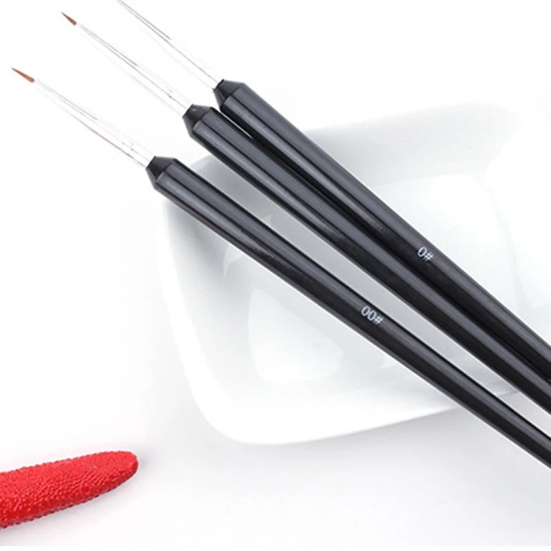 3 Pcs Art Brushes Set For Nail Painting 3D Model Painting Artist Paint Long Lines Details Fine Designs Professional Striper