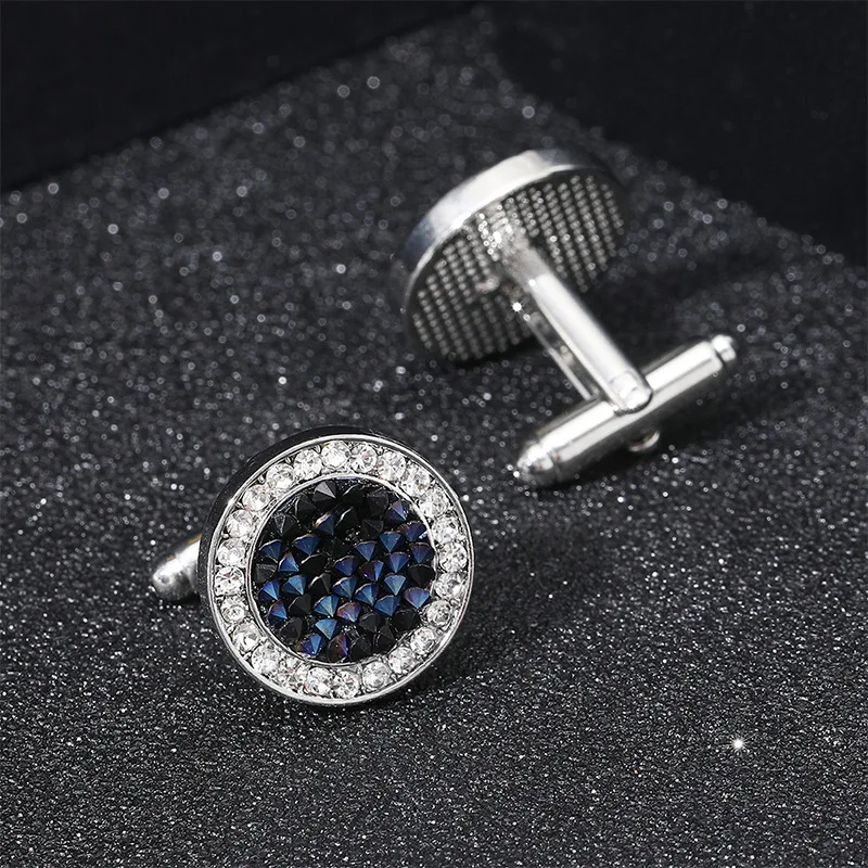 Fashion Man Shirt Cufflinks French Luxury Alloy Cufflink Shirts Button Buckle Simple Round Rhinestones Cuff Nails Gifts for Mens